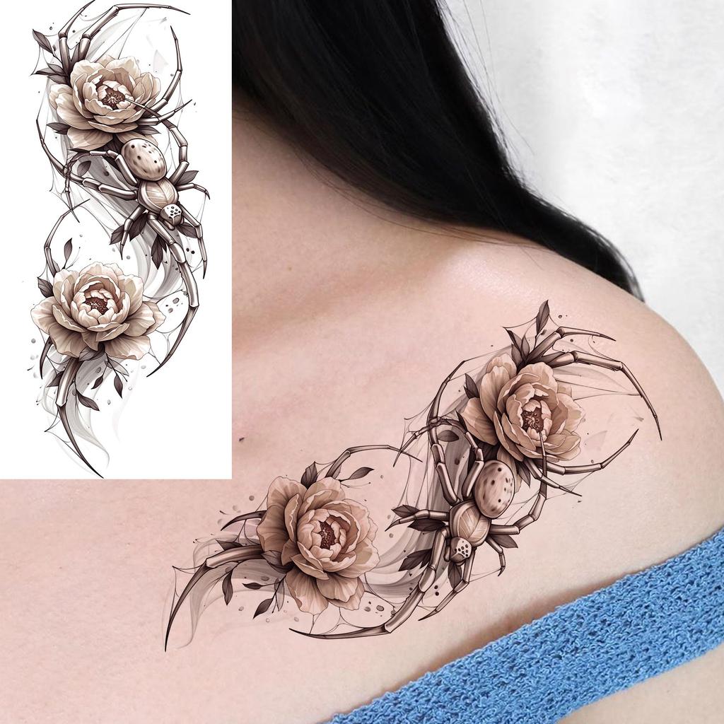 1 Sheet Girls With Flowers Holy Mother Temporary Tattoos For Women Body Art, Long Lasting Waterproof Temp Fake Tattoo Stickers