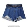 Classic and Minimalist Fashion Versatile Broken Holes Female Summer High Waist Thin Thin Section Loose A-line Denim Shorts Individuality Trendiness