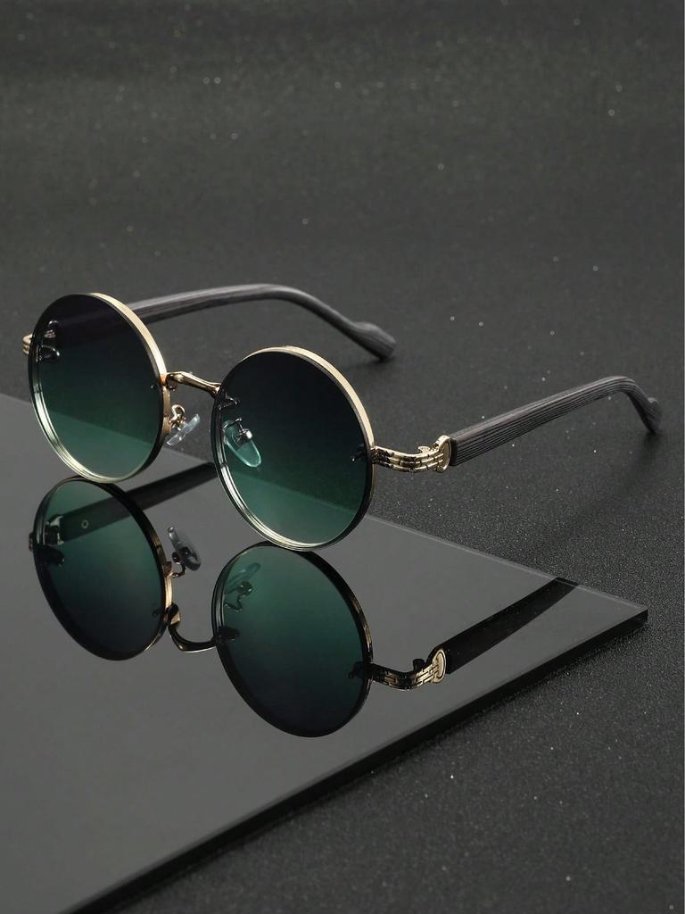 Individuality Anti-glare Sunglasses American Classic Metal Round Frame Sunglasses Punk Metal Wooden Leg Women's Sunglasses Men's Sunglasses