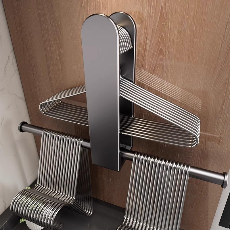 Wall-Mounted Punch-Free Clothes Hanger and Storage Rack