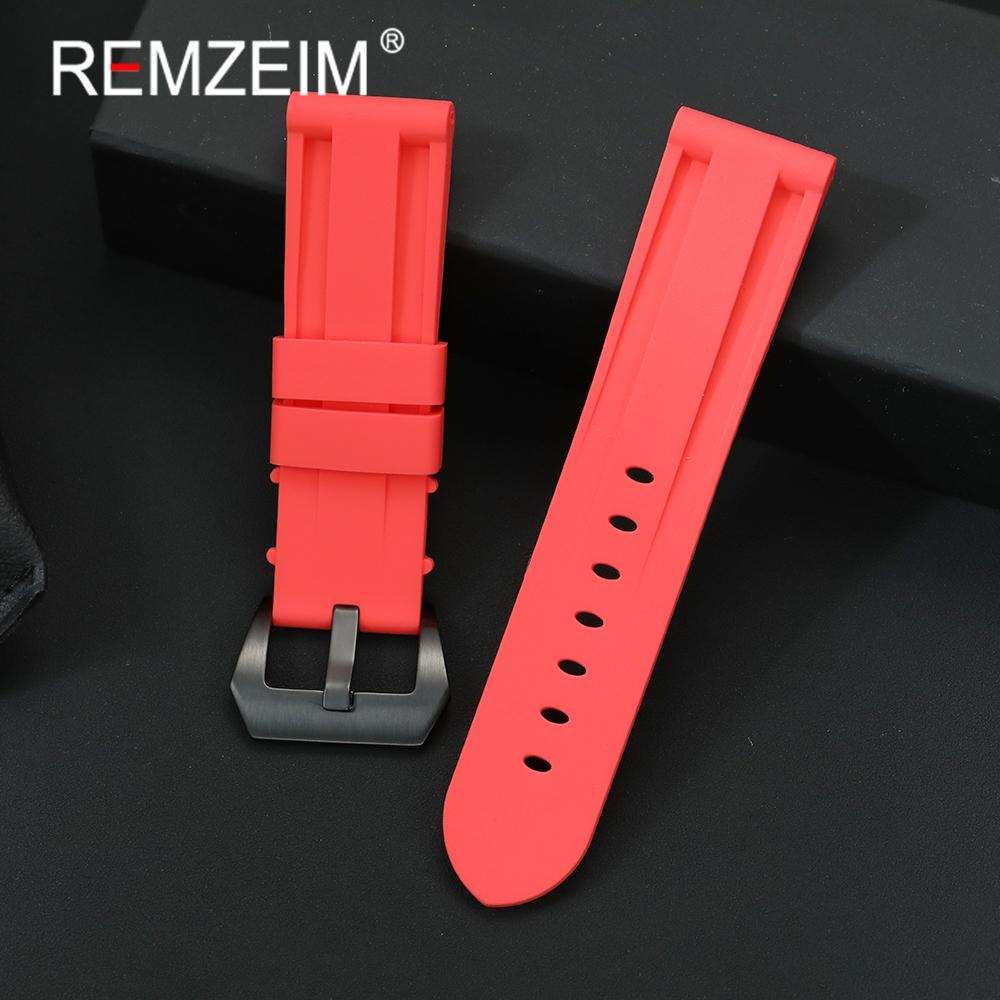 Soft Silicone Strap 22mm 24mm 26mm Fashion Replacement Sport Men Watchband Black Blue Red Green Grey Wrist Band