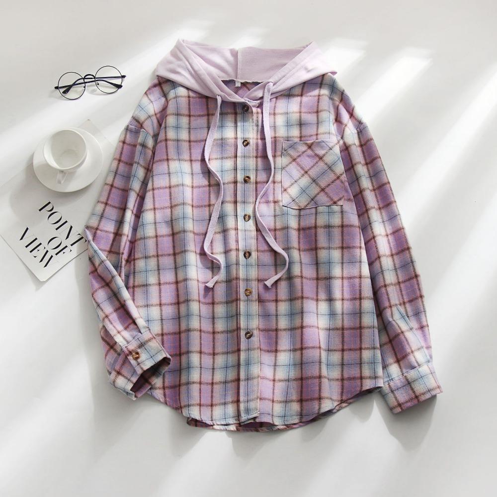 Autumn and Winter Hooded Sweatshirt Buttoned Casual Shirt Jacket