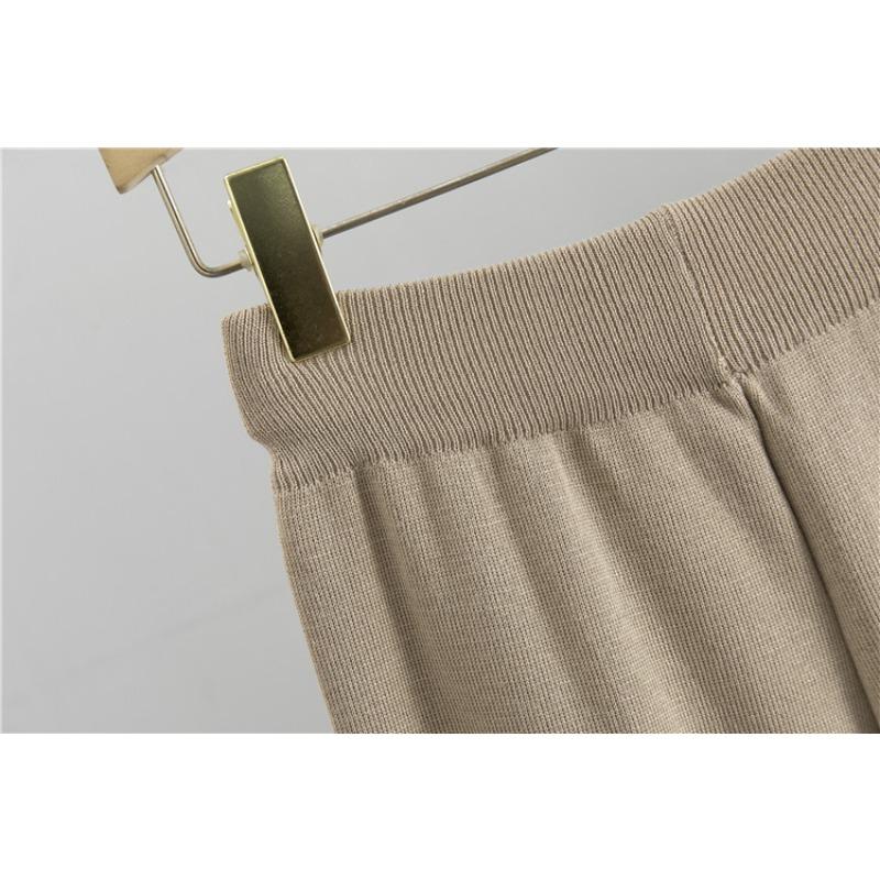 Knitted Wide Leg Trousers Sweater Suit Women's Spring and Autumn Plus Size Loose Fashion Temperament Pant Suit