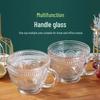 Retro Sunflower Stripe Glass Cup for Oatmeal & Milk, Large Capacity with Handle