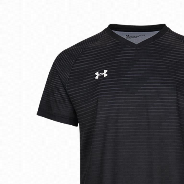 Under Armour Pohodlné pruhované tričko s výstřihem do V a krátkým rukávem, unisex topy, černé 25500519-001