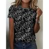 Fashion Women's Crew Neck T-Shirt 3D Color Printing Simple Short Sleeve Crew Neck Short Sleeve Comfortable