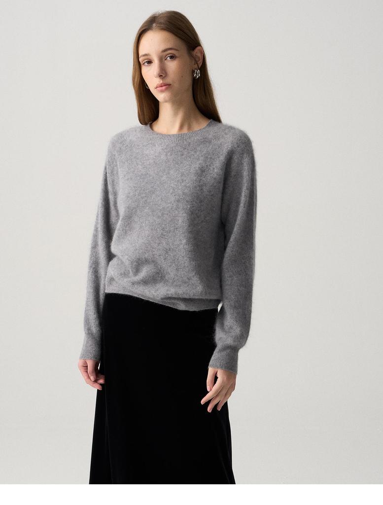 Mulberry Silk & Cashmere Blend Sweater - Soft Knit, Seamless, Round Neck Base Layer for Women