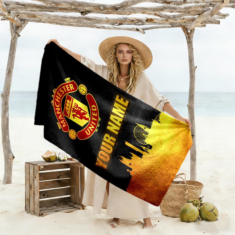 Manchester Personalized Name Beach Towel Soft Durable Quick-Dry Portable for SwimmingBeachCamping Travel Beach AccessoriesGym