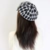 Xiaoxiangfeng Black And White Plaid Tweed Cap Female British Retro Beret Octagonal Hat Newsboy Hat