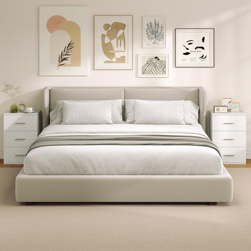 Nightstand With 3 Drawers Bedside Dresser For Bedroom Mdf White