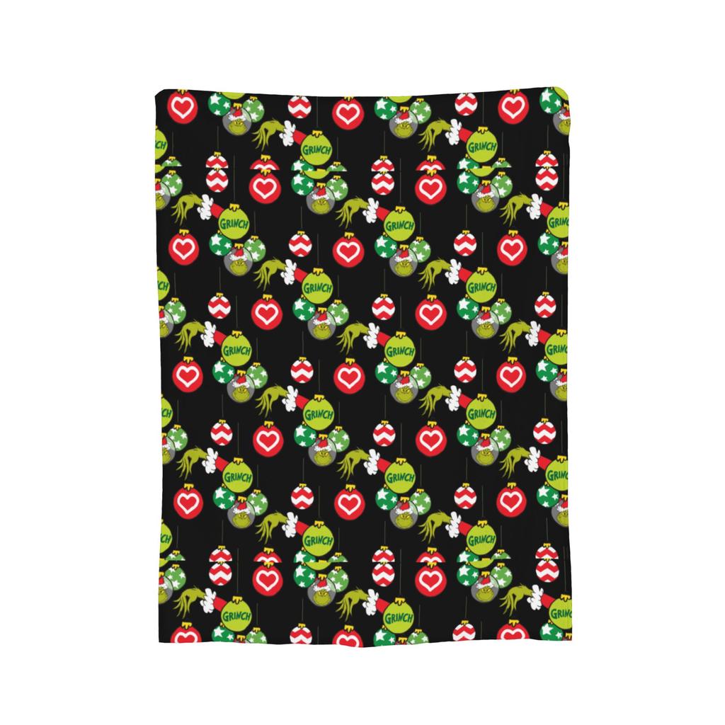 Christmas-S-Green-S-Grinch Blanket Fleece Textile Decor  Portable Warm Throw Blanket for Home Office Rug Piece