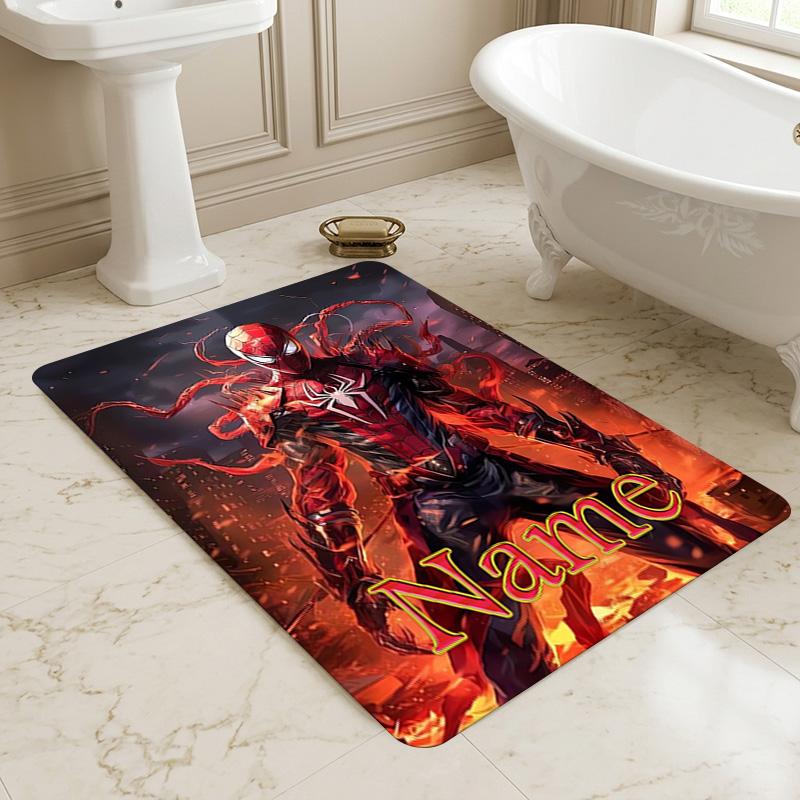 Personalized Name S-Spider M-Man Urban Living Room Non-Slip Area Rug Soft Carpet for Bedroom Kids Playroom Sofa Office Home Decor Doormat