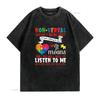 Damen Nonverbal Heißt Nicht, Dass Ich Nichts Zu Sagen Habe Autismus Autistisch T-Shirt Schwarz Vintage Gewaschen Stilvolles Oberteil Für Den Alltag