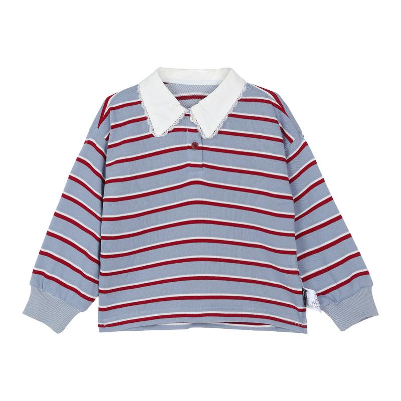 LUSON Girls' 2026 Spring Striped Sweatshirt & Skirt Set