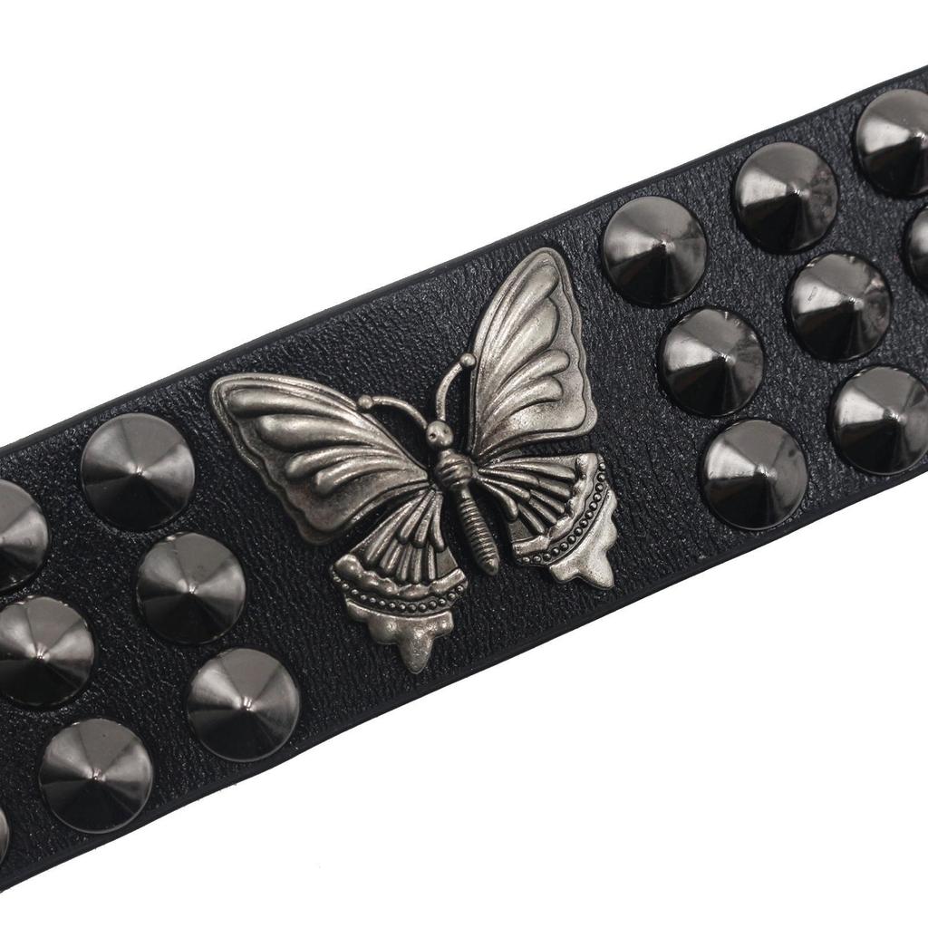 Creative Butterfly Rivet Leather Wristband Bracelet - European American Punk Retro Style