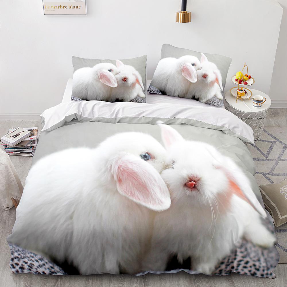 Unicorn Cat King Queen Duvet Cover Pink Kawaii Cartoon Kitty Bedding Set For Kids Girls Magical Animal 2/3pcs Soft Quilt Cover