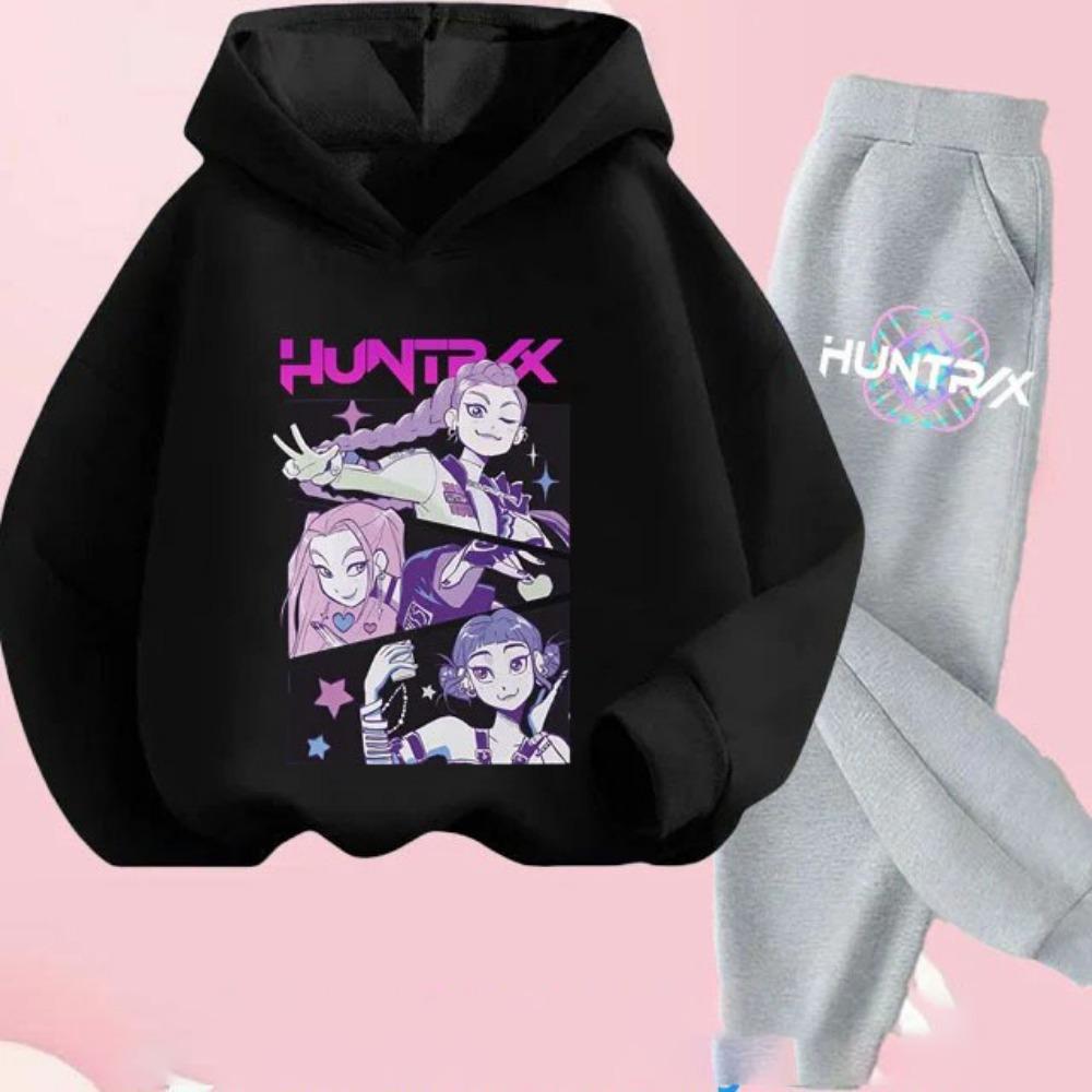 KPop Demon Hunters Hoodie Set Girls Fashion Casual Sweatshirt Movie New Kid K-Pop Demon Hunters Hooded Suit Clothes