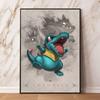 Pokemon Gyarados and Koi Leaping Dragon Gate Decorative Painting Traditional Art - Style Mural Unique Gift for Anime Lovers