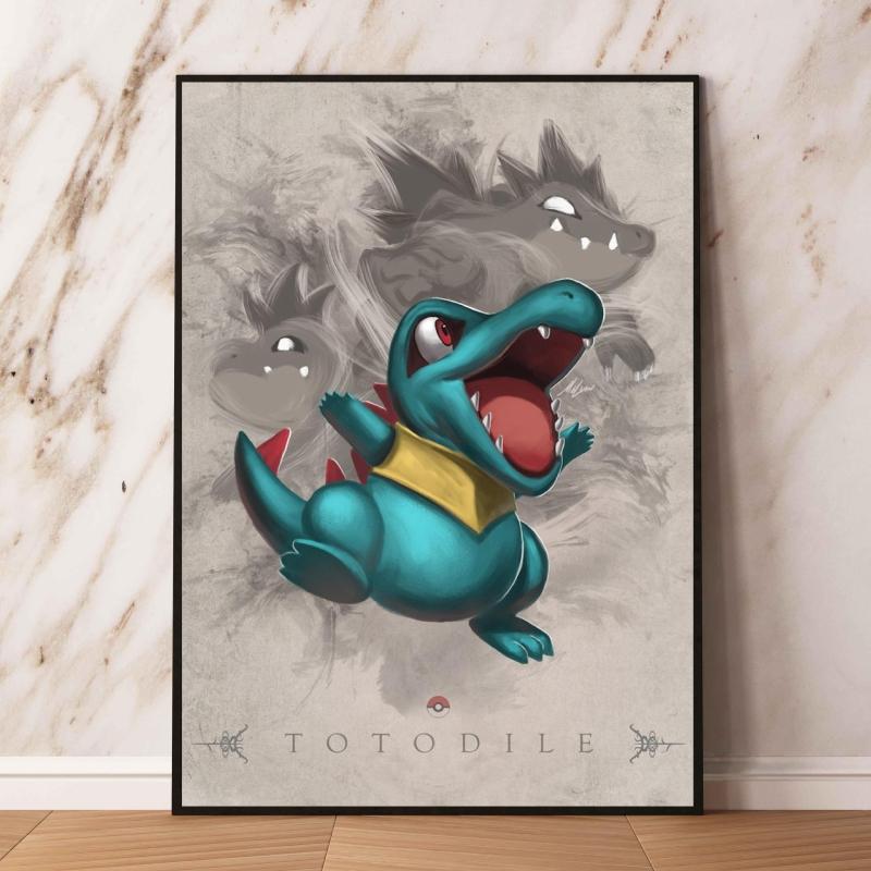 Pokemon Gyarados and Koi Leaping Dragon Gate Decorative Painting Traditional Art - Style Mural Unique Gift for Anime Lovers