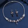 3PC Women's Fashion Zircon Flower Mystery Necklace Earrings Zircon Set Design Sense Daily Wear Festival Gift