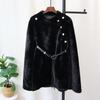 Thickened Fur Integrated Medium and Long Cape Coat Autumn and Winter New Belt Shawl Coat Women