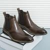 Autumn and winter velvet men's trend high casual leather shoes pointed short boots large size Martin boots