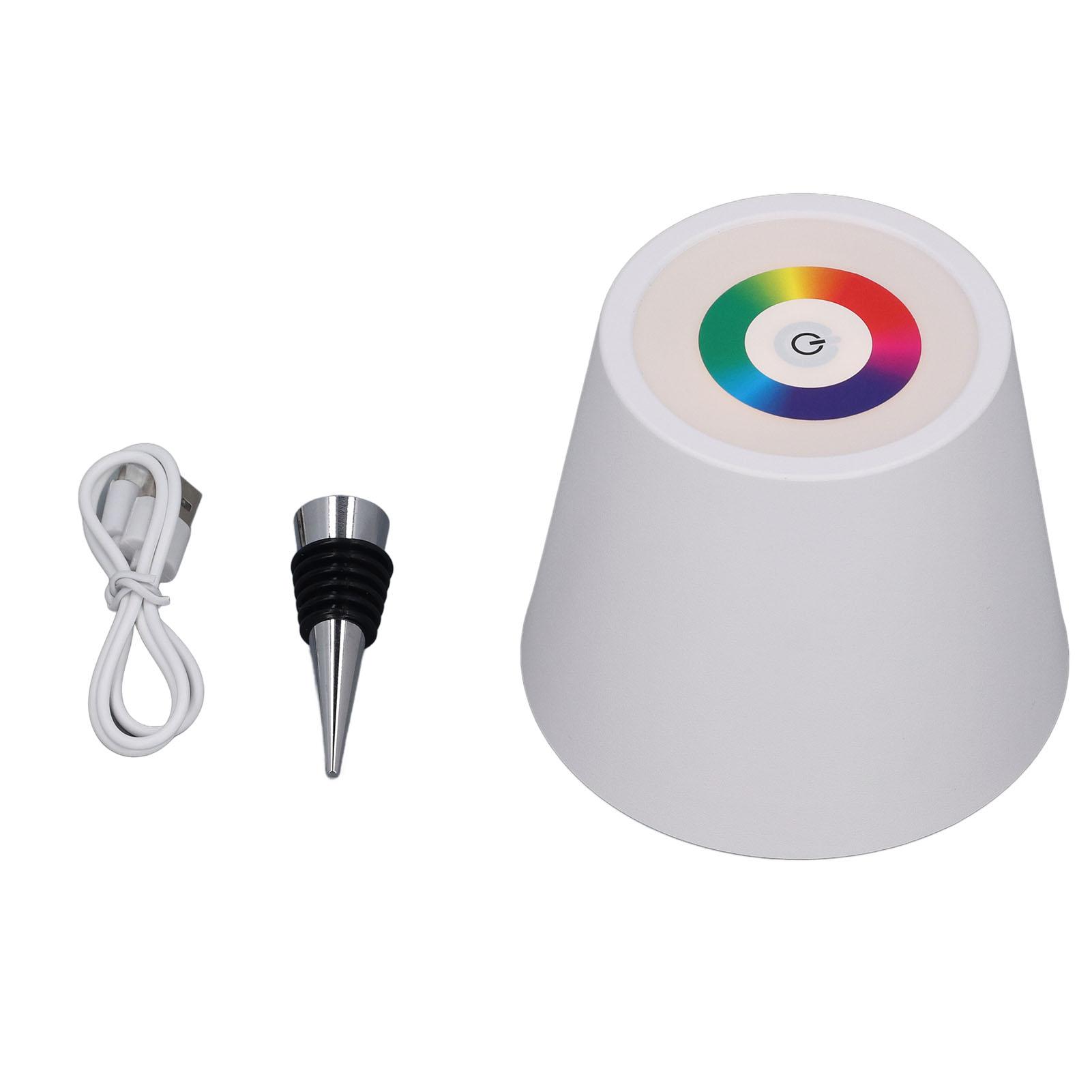 

Беспроводная лампа для бутылок с 3 цветовыми температурами RGB, плавной регулировкой яркости, перезаряжаемая сенсорная светодиодная лампа для бутылок вина белый