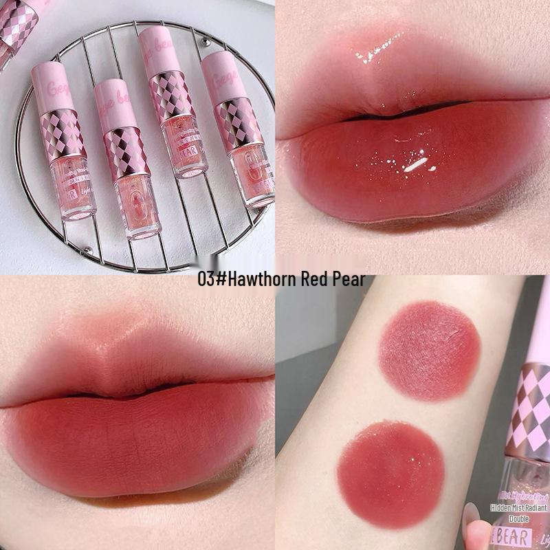 

Двусторонний блеск для губ Gege Bear Mist Glow: Нюдовый зеркальный финиш, Осветляющий и водостойкий, Стойкий для осенне-зимнего макияжа 3g+3ml