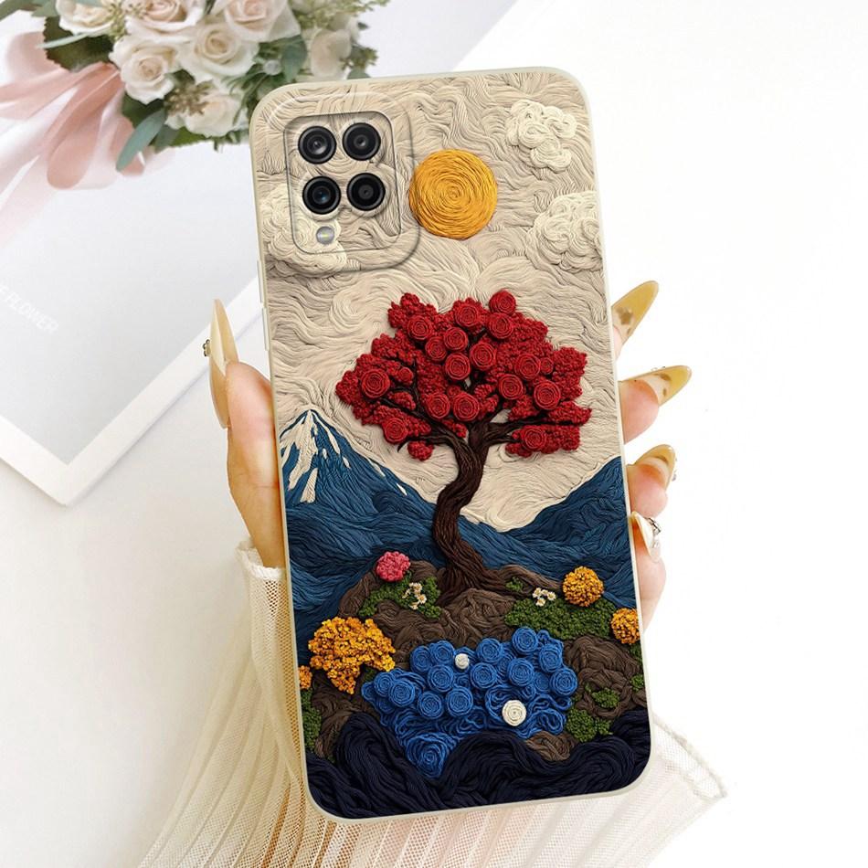 For Samsung Galaxy A12 M12 SM-A125F A127F Cute Cat Flower Butterfly Cartoon Phone Case Shockproof Soft Silicone Cases