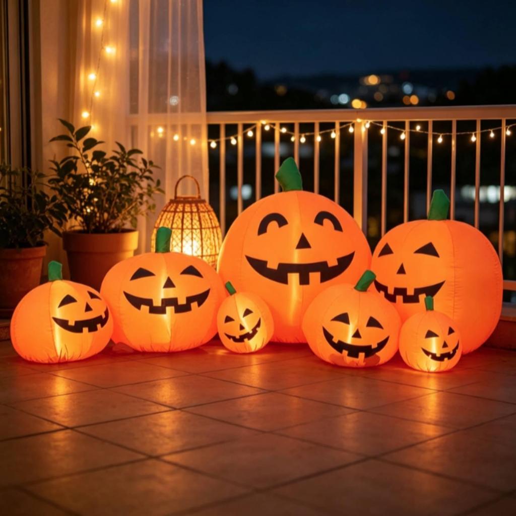 Halloween Inflatable Pumpkin Outdoor with Stakes and Tethers Built In LED Lights