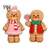Christmas Party Supplies Cartoon Gingerbread Wooden Ornament, Double-sided Printed Desktop Tabletop Figurines, Character Figures Decorative Craft for