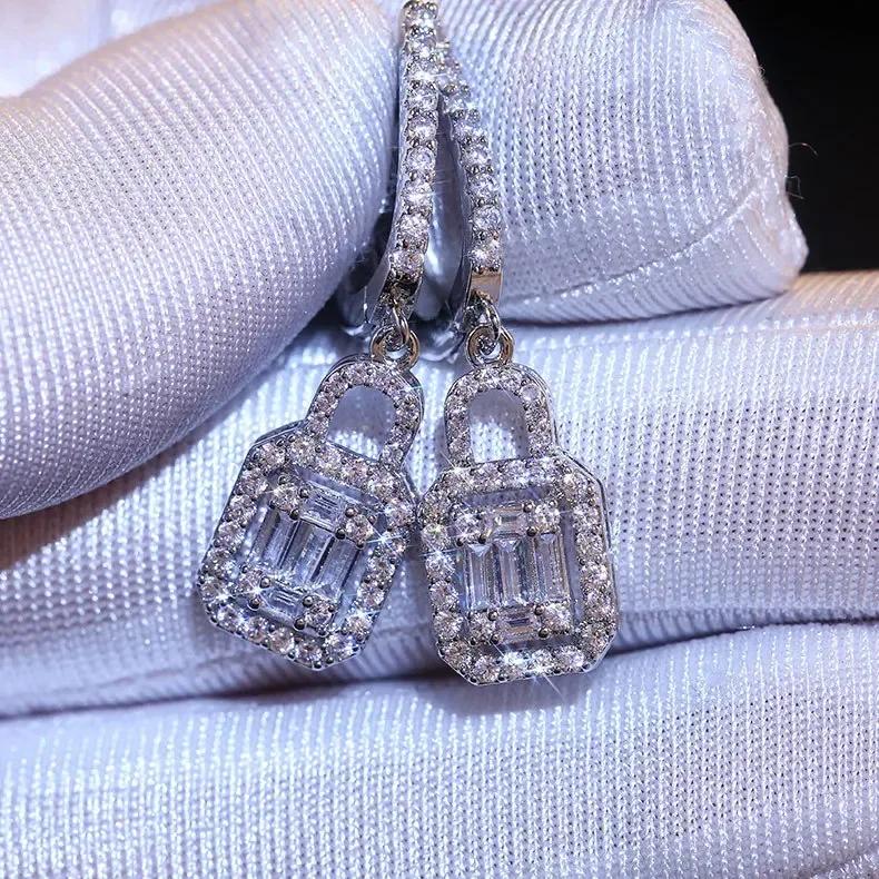 Engagement Mid Length Pendant Earrings Jewelry Elegant Shiny Mosan Diamond Beautiful Gift Milan Girl Fashion Accessories