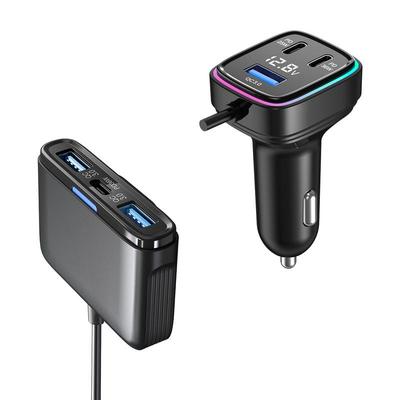 Car USB Charger Multiport Multiport USB C Car Charger 6 Port Car Phone Charger Adapter with Voltage Display 1.5m/4.92Ft