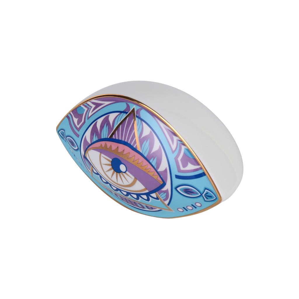 New Blue Evil Eye Home Decor Ornament Ceramic Devil's Eye Statues Lucky Amulet Home Living Room Desktop Feng Shui Figurines