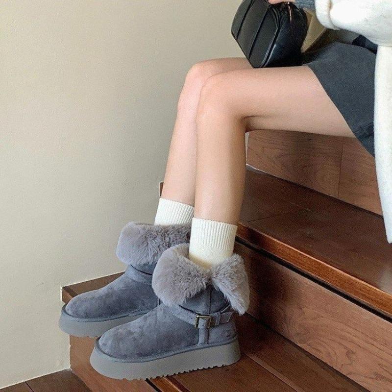 Thick-soled, Padded, Thick Mid-calf Snow Boots for Women, New Style, High-top Cotton Shoes