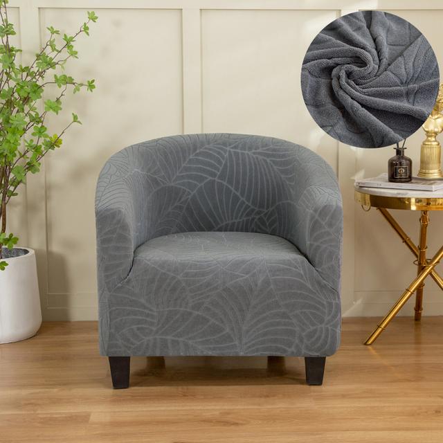 

Club Chair Slipcover Stretch Barrel Chair Cover Sets Jacquard-Patterned Tub Chair Slipcover Sets Soft Spandex Armchair Sofa Cover Removable UNIVERSAL SIZE темно-серого