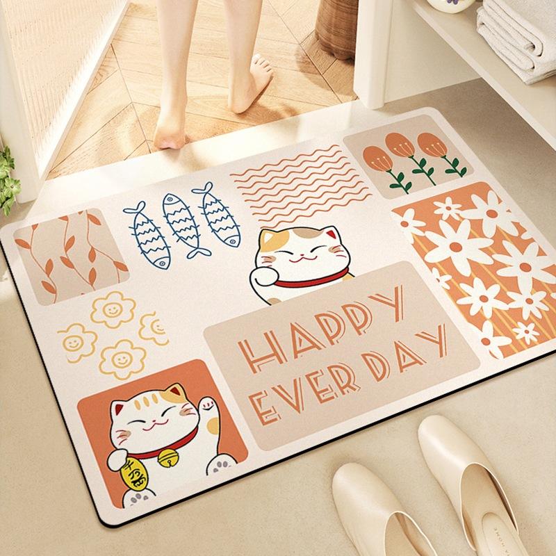 New Quick-drying Floor Mat Bathroom Door Suction Mat Toilet Anti-slip Wiping Foot Mat Door Mat Carpet