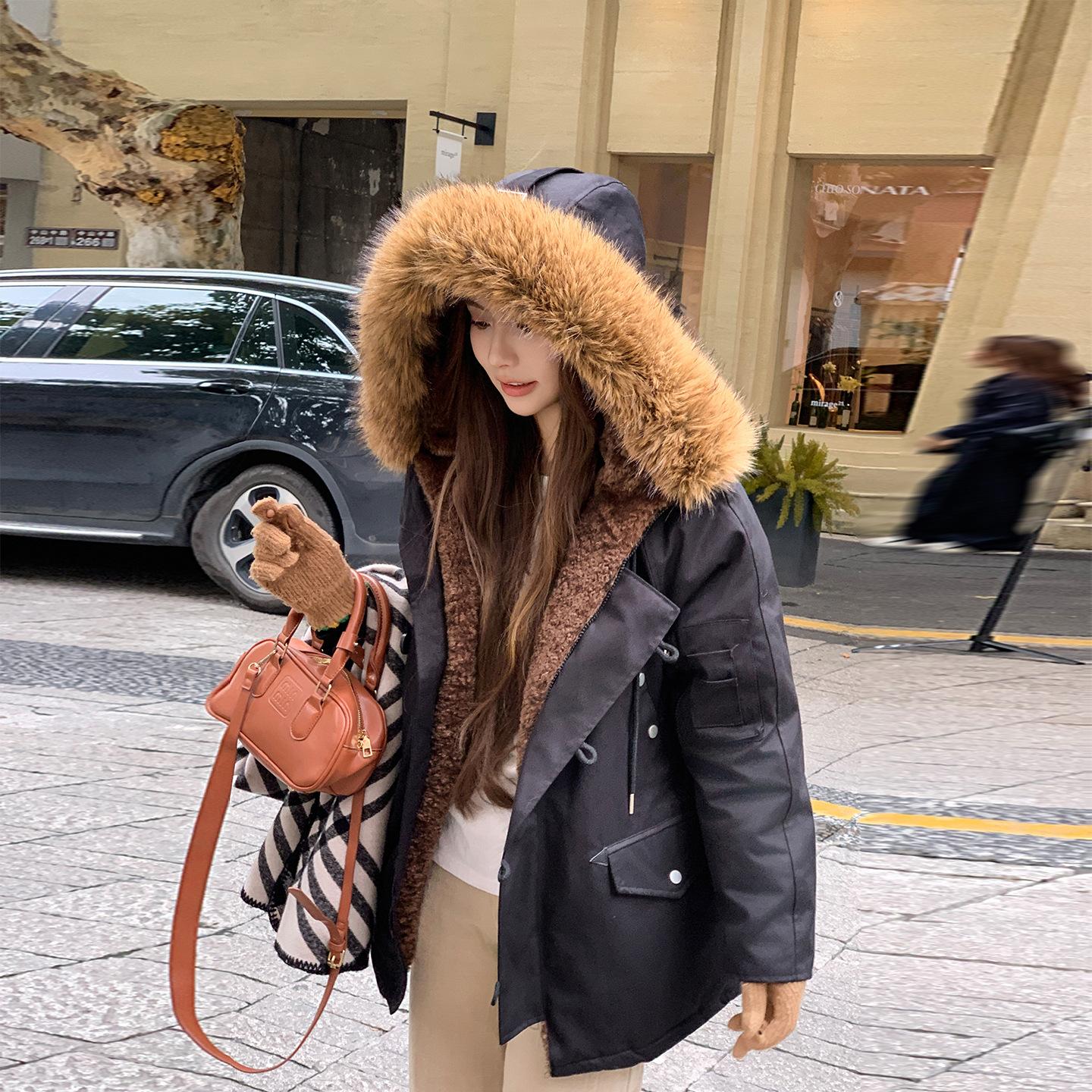 

Пуховая хлопковая одежда для женщин, высококлассная, средней длины, хлопковая куртка-пирог для преодоления зимнего пальто XL чёрный