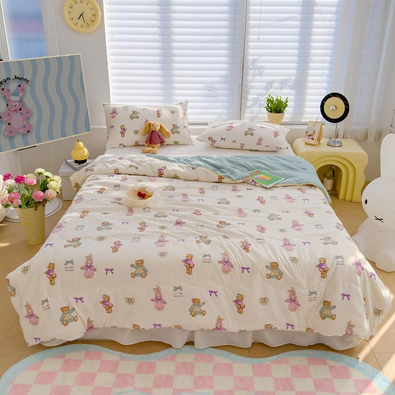 Cartoon Summer Thin Quilt, Wypełniacz z włókna sojowego, Lekki wygodny koc do domu, sypialnia, Pościel, Możliwość prania w pralce