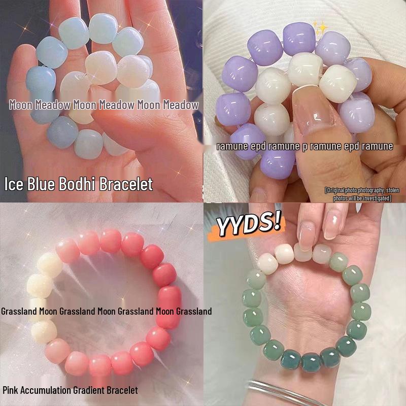 Xiaohongshu Style Soft Gradient Pink Bracelet for Students: Ice Transparent Finger Wrap Around Beads - Perfect for Gifting Besties.