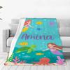 1PC Cartoon Blanket Custom Name Personalized Flannel Baby Blanket For Sofa Soft Birthday Gift Customized Blankets For Girls Boys