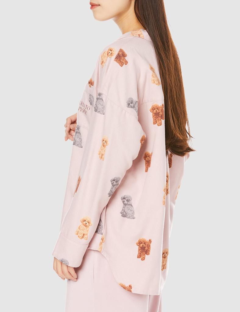 Gelato Pique Toy Poodle Print Flannel Shirt (PWFT225230) Women's Pink/F