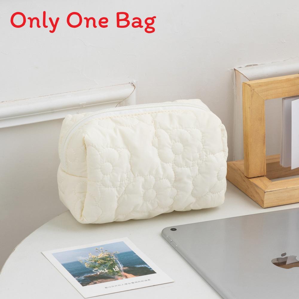 Borsa per cosmetici in poliestere color caramella con design impermeabile per uso quotidiano