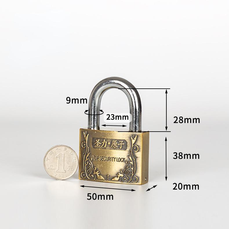 Çinko Alaşımlı Atomik Asma Kilit Retro Su Geçirmez ve Paslanmaz Bakır Kilit, Antik Bronz Kilit Başlığı 3 Anahtarlı Ev Aksesuarı