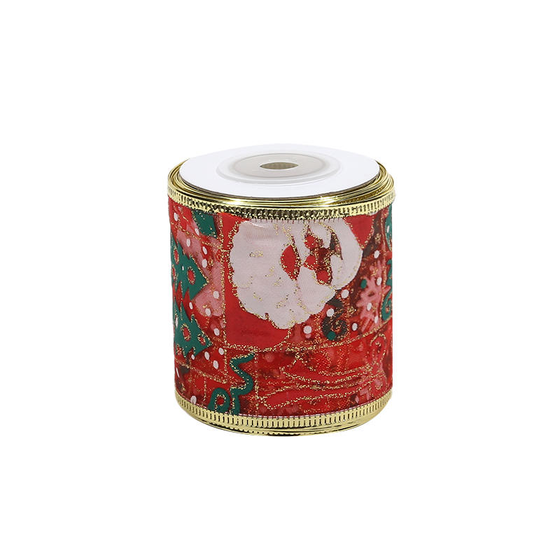 Christmas Glitter Gold Wired Ribbon for Holiday DIY Craft Wedding Tree Topper Xmas Tree Organza Phnom Penh Lock Edge Presents Ribbons
