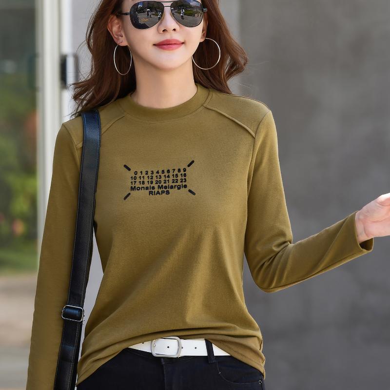 

Жіноча нижня сорочка з довгими рукавами, напівводолазка, великий розмір, універсальний осінньо-зимовий внутрішній шар, теплі топи 2XL