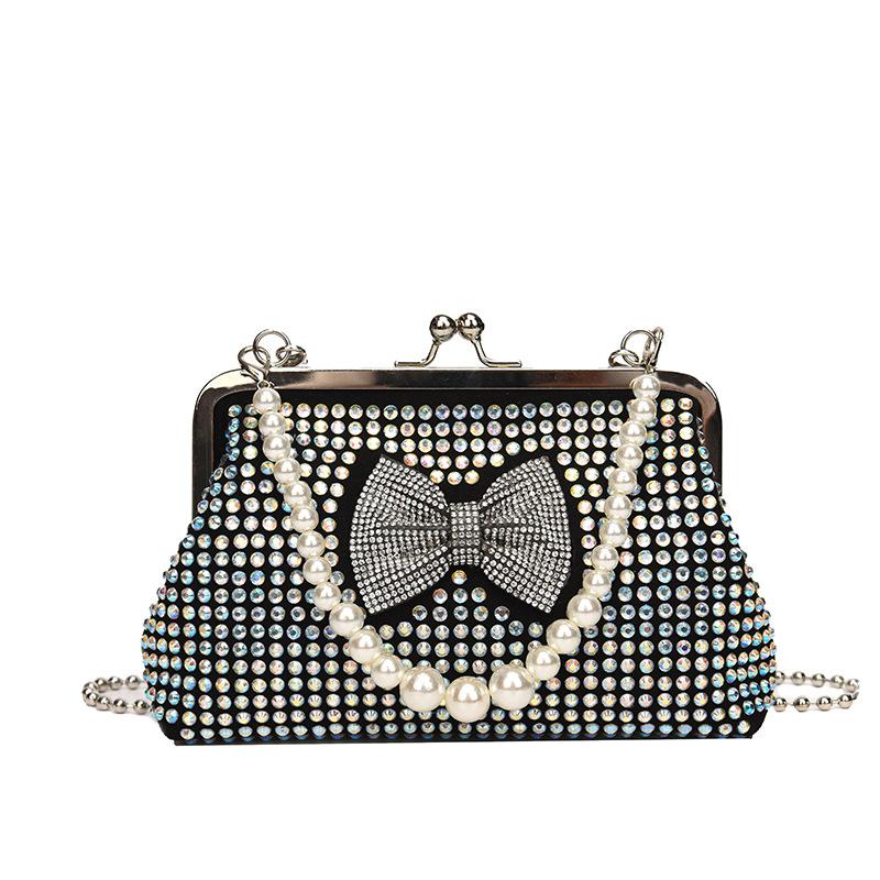 Módní diamantová mašle na večeři, dámská literární kapesní taška přes rameno