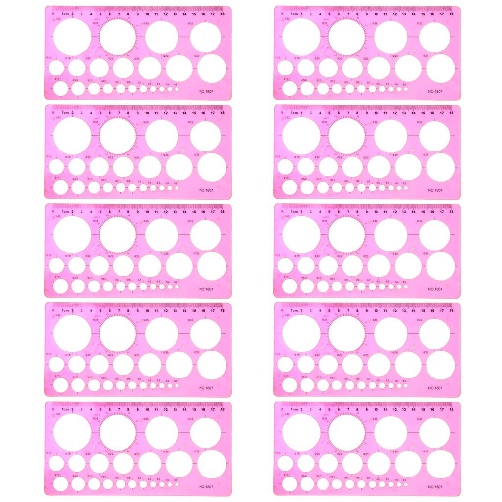 10 Pcs Multifunctional Ruler Quilling Tool Circle Template Measuring Geometric Ruler Shape Stencil Round Hole Ruler Tool