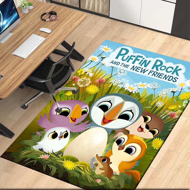 Puffin Rock Printed Carpetrugfor Office Chair Living Room Bedroom Kitchen Room Decor Gifts