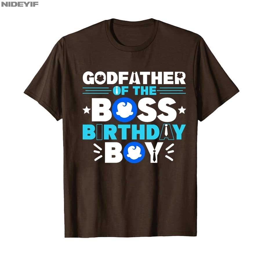 Godfather of The Boss Birthday Boy Baby Decor Family Matchin T-shirt For Men Women 100% Cotton T Shirts Short Sleeve Tops 1027-2